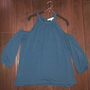 Cold shoulder draped top in Teal